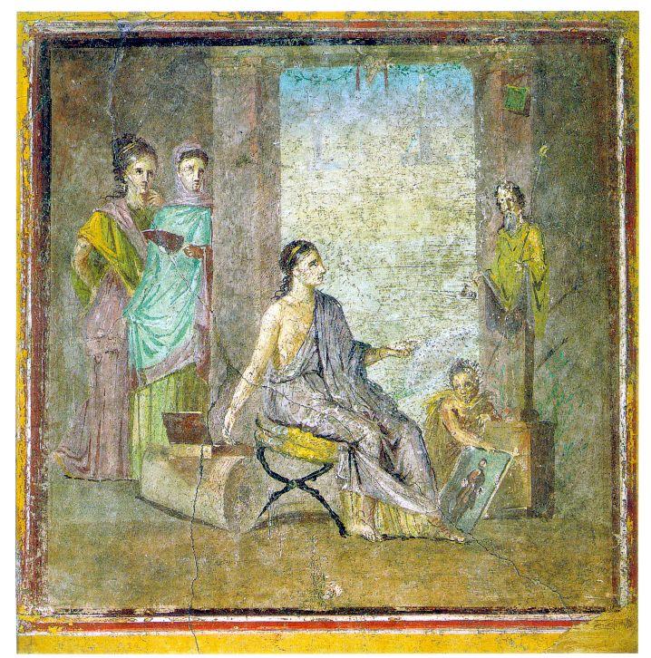 Họa sĩ Pompeian với bức tượng sơn và sơn khung Pompeii
