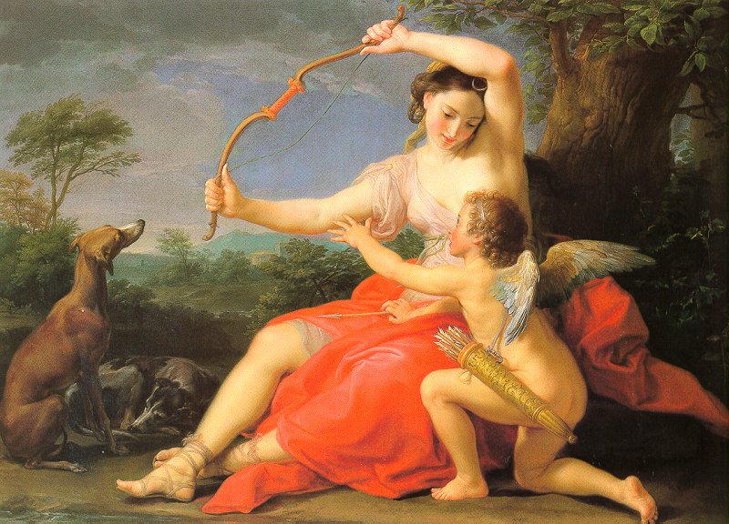 Bức tranh Nữ thần Diana và thần Cupd - Bantoni Pompeo