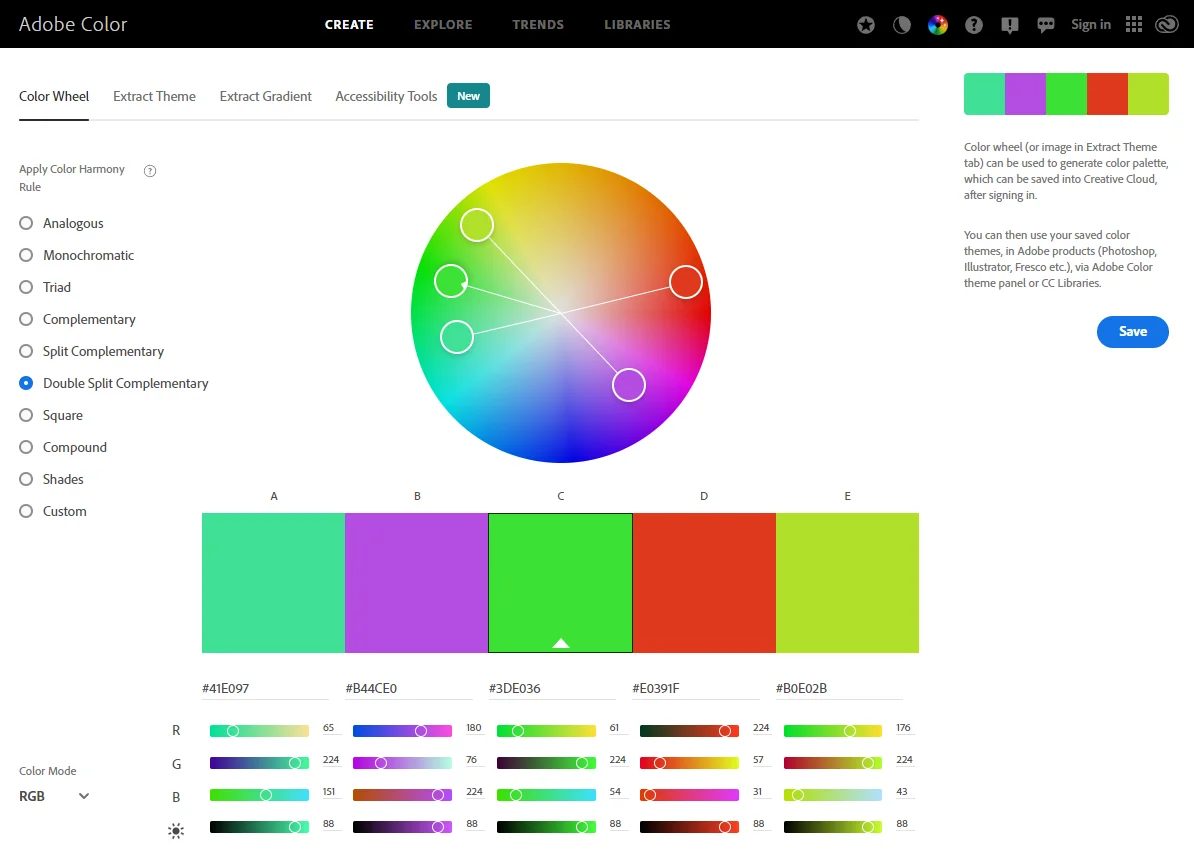 các màu phối với nhau đẹp trên adobe