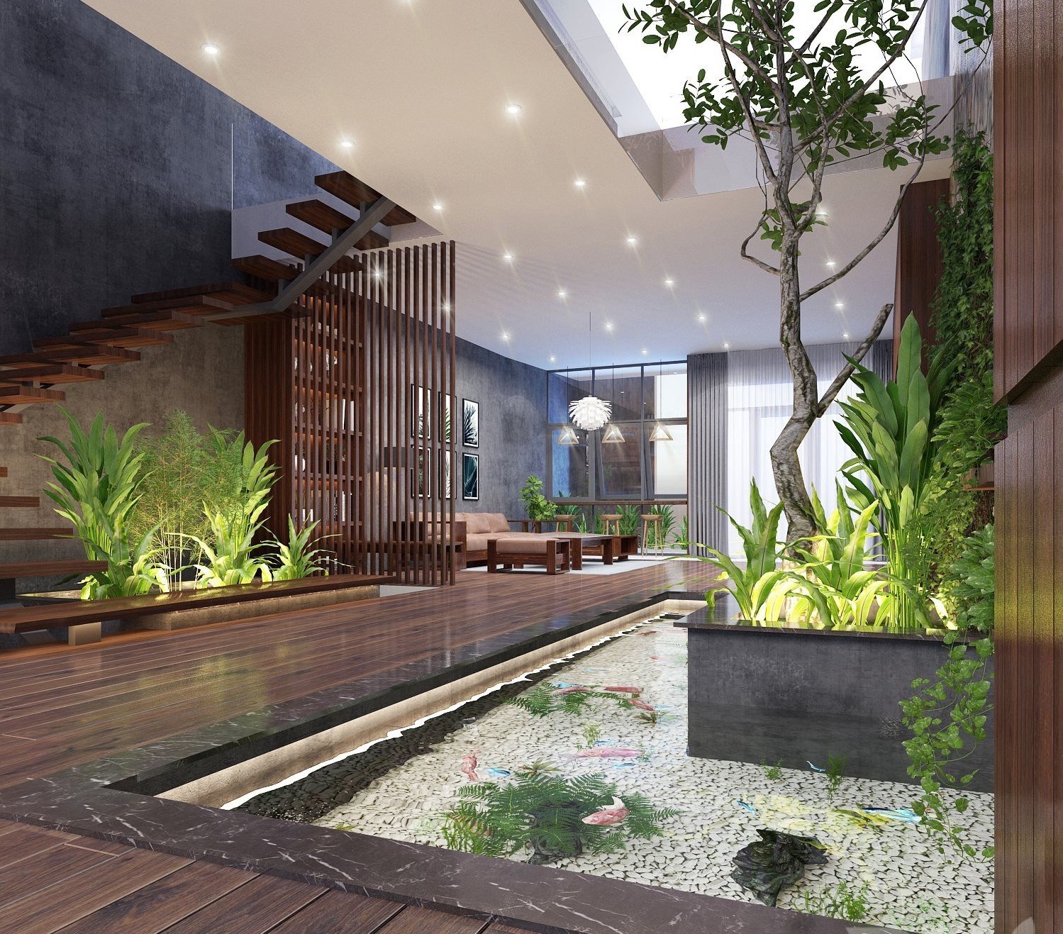 giếng trời chiếu sáng