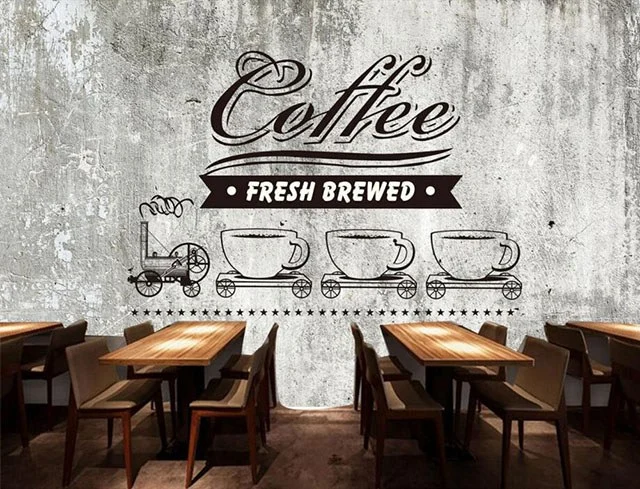 giấy dán tường vintage quán cafe