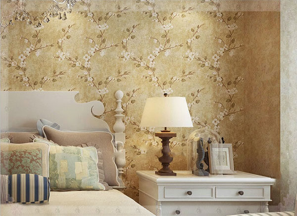 mẫu giấy dán tường vintage phòng ngủ