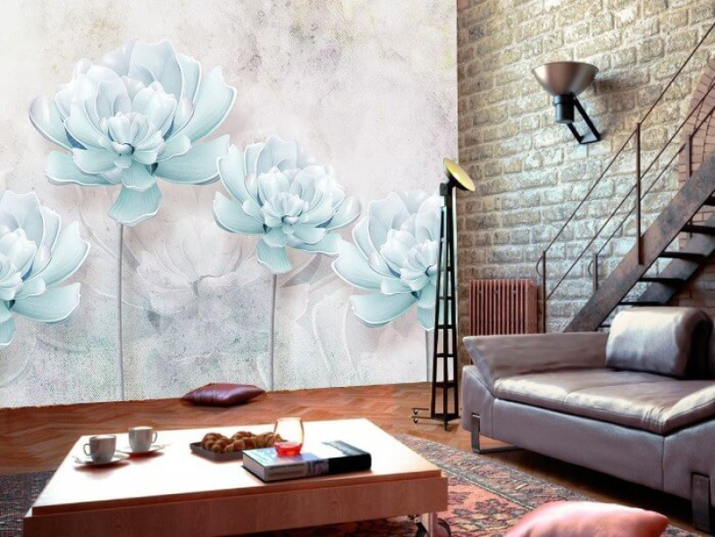 mẫu giấy dán tường cầu thang đẹp giả đá