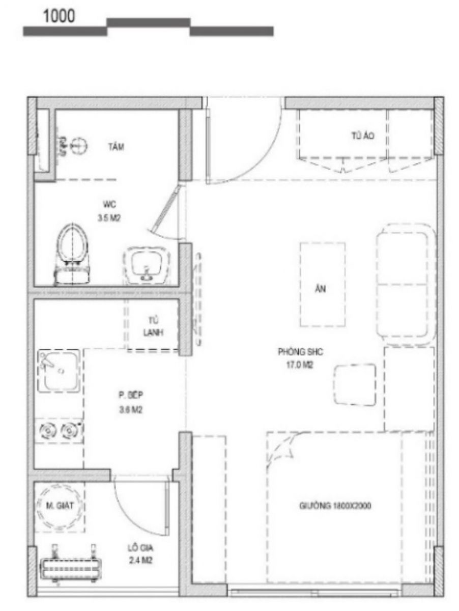 mẫu thiết kế nhà ở xã hội 1 phòng ngủ