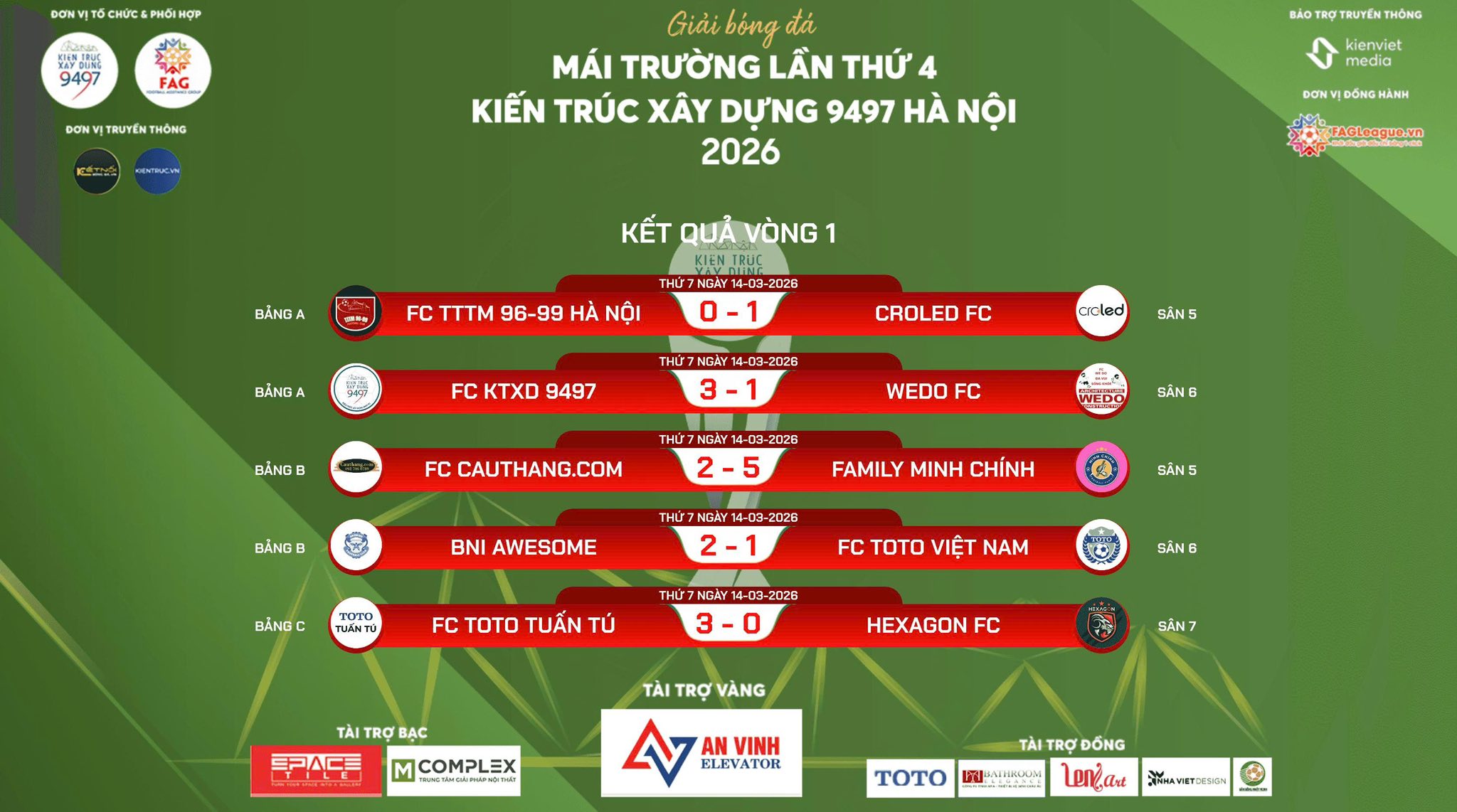 Khai mạc Cup Mái Trường 9497 2026