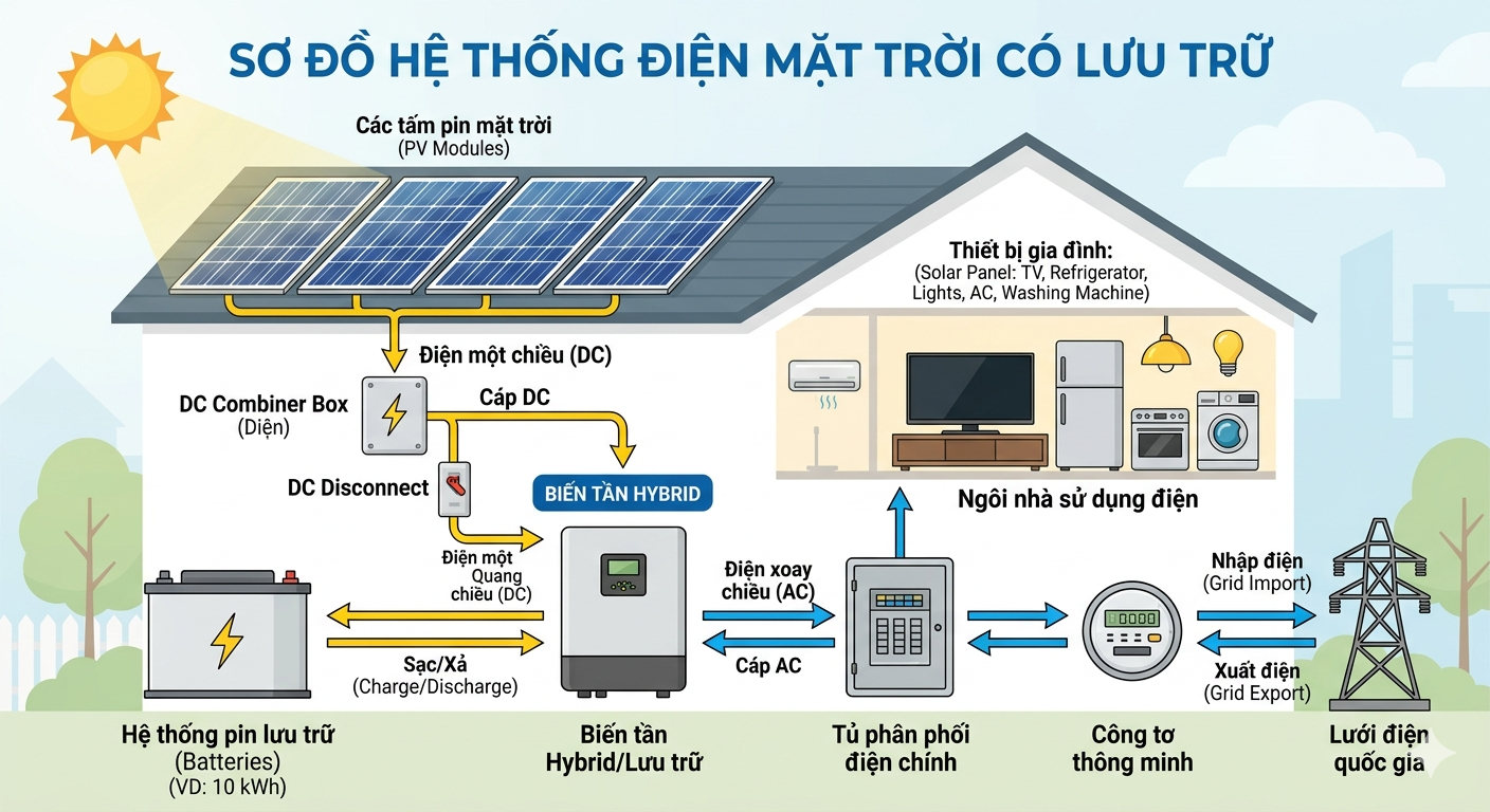 hệ thống điện mặt trời có lưu trữ