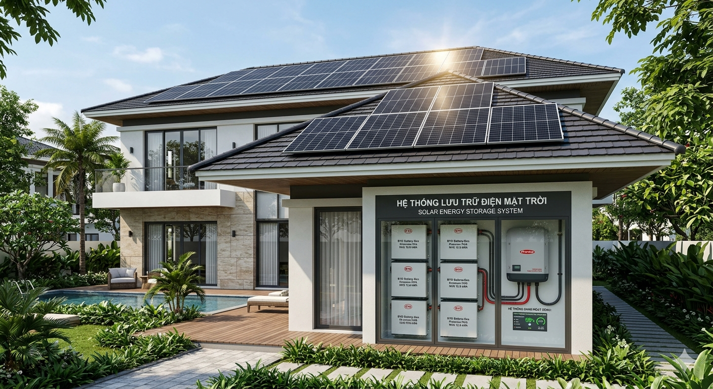 lưu trữ điện mặt trời cho biệt thự