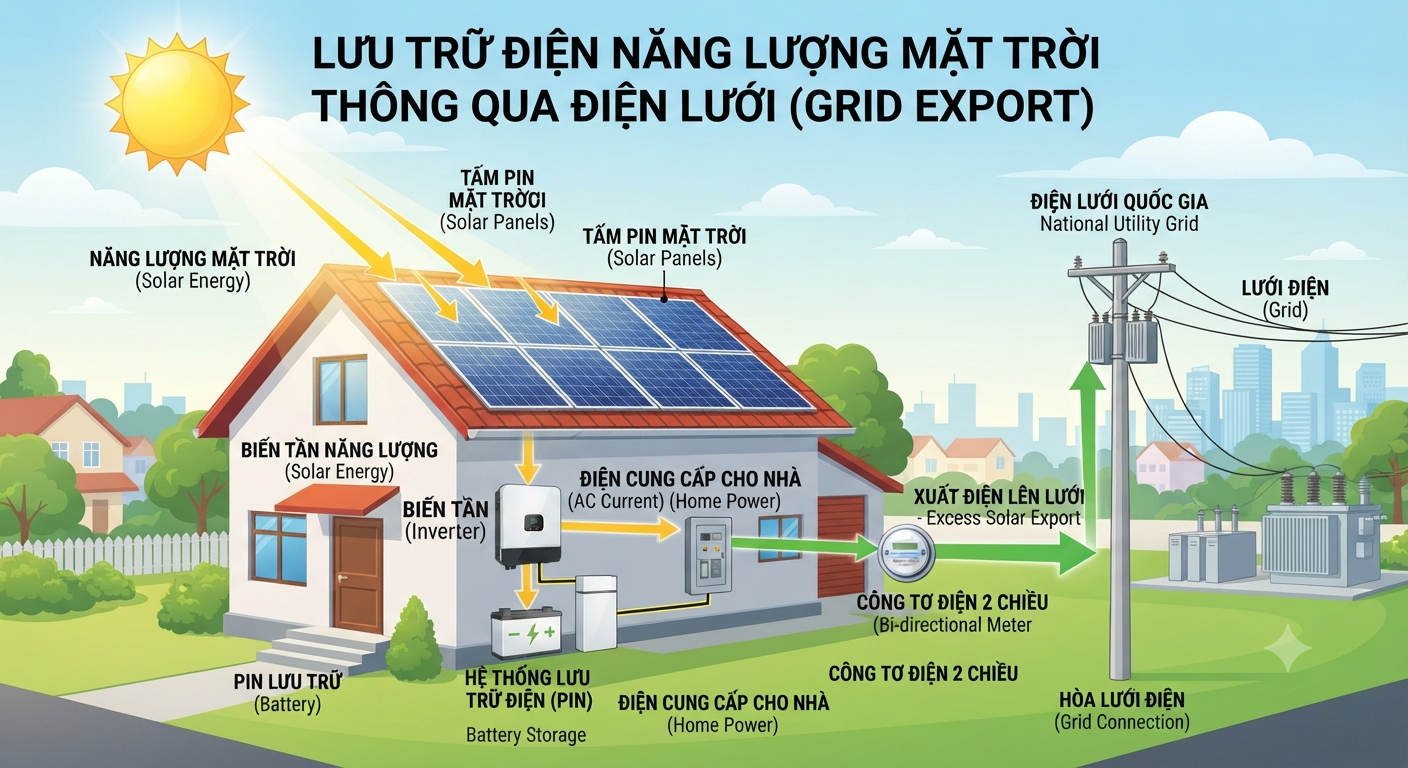 cách lưu trữ điện năng lượng mặt trời