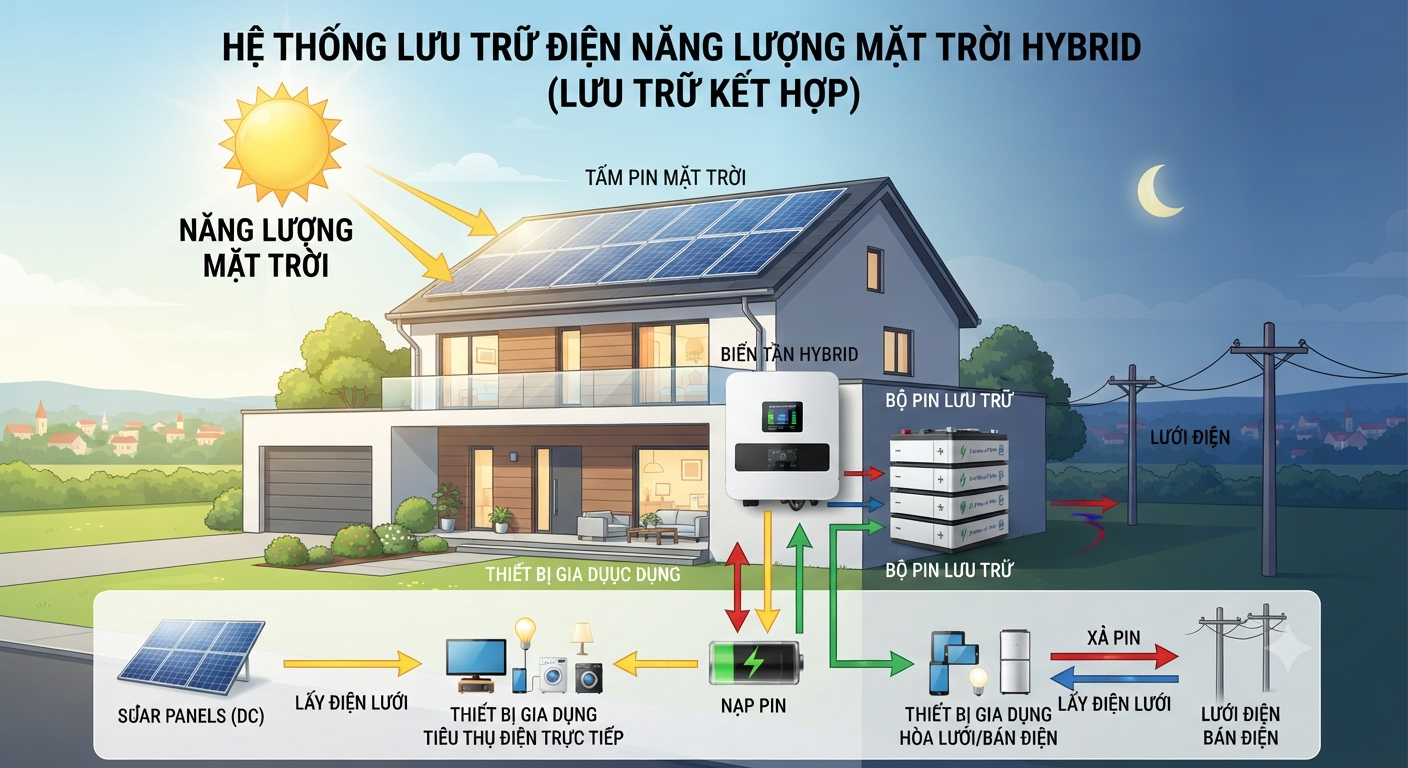 cách lưu trữ điện năng lượng mặt trời