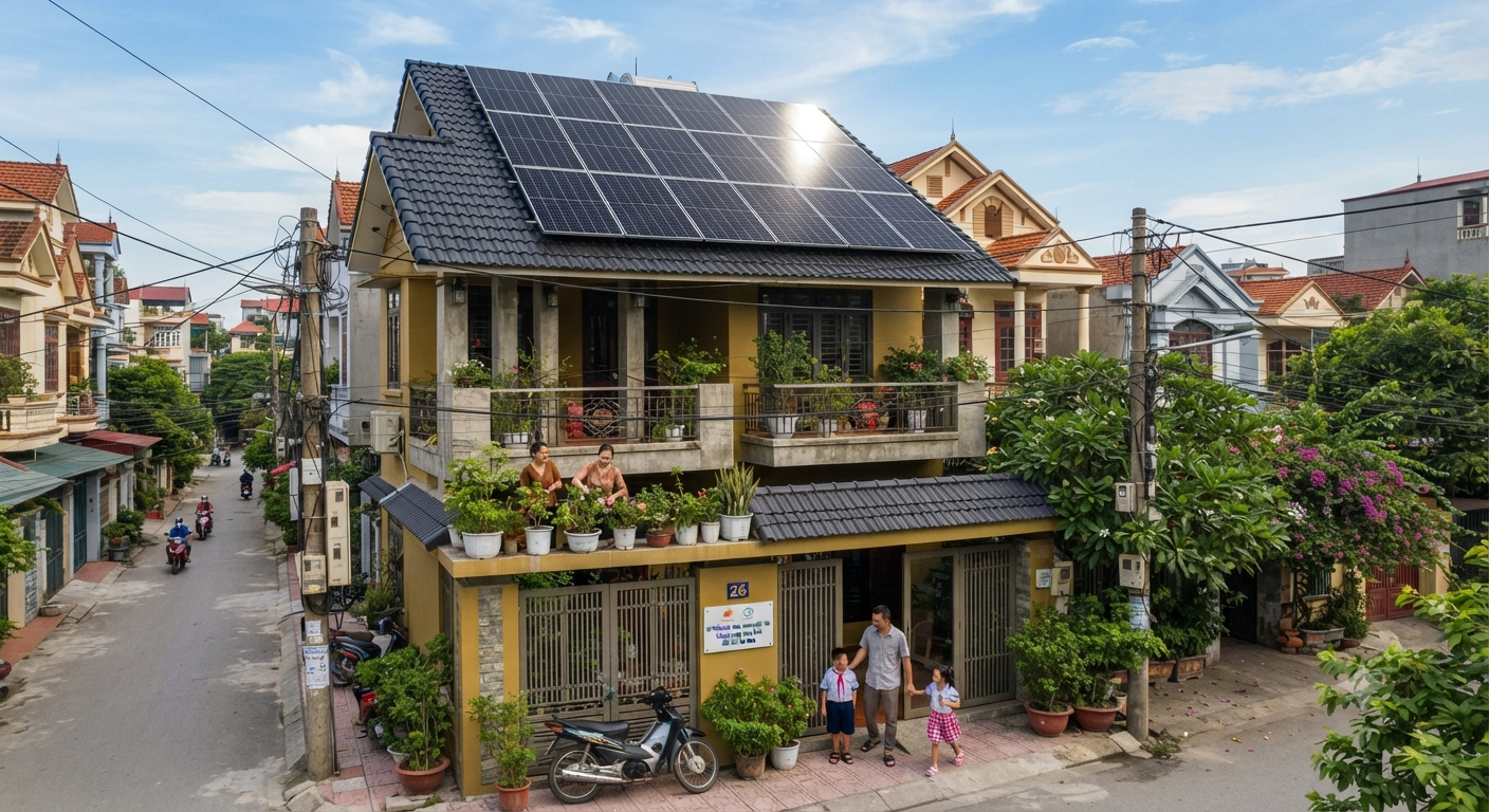 lắp pin năng lượng mặt trời cho gia đình
