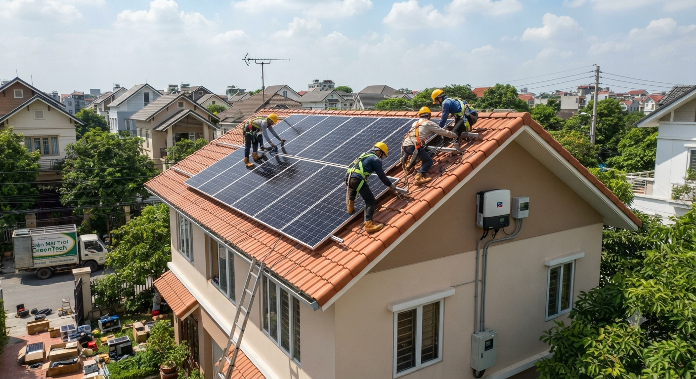 lắp pin năng lượng mặt trời cho gia đình