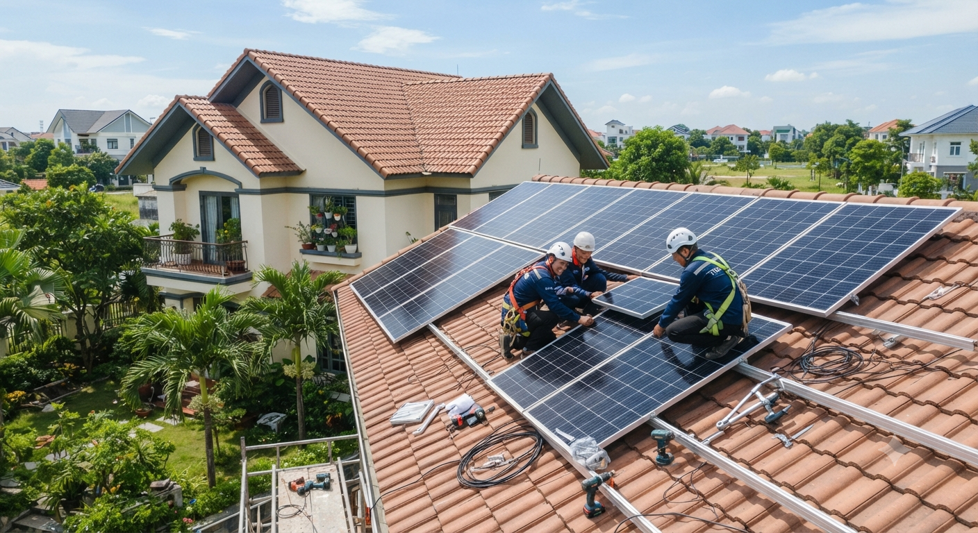 lắp pin năng lượng mặt trời cho gia đình