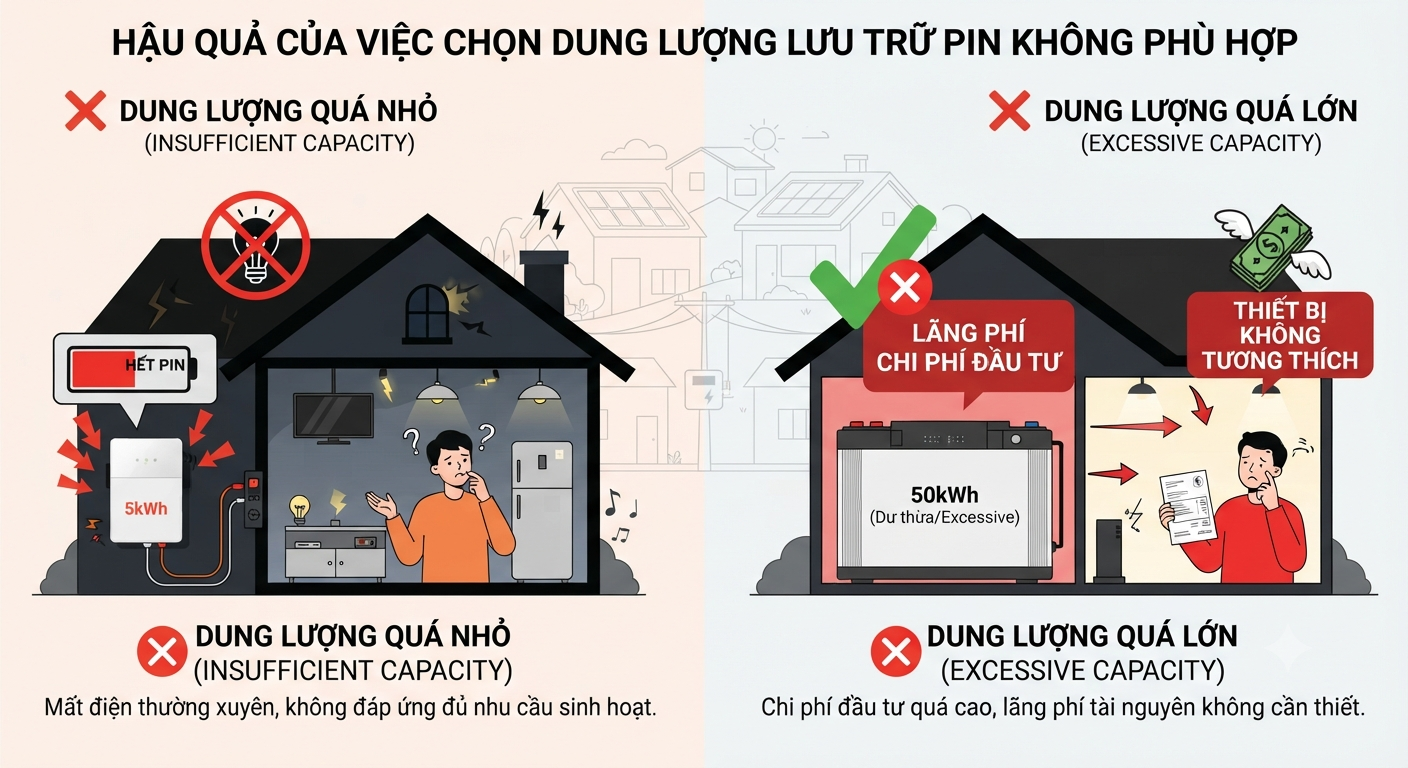 sai lầm khi lắp pin lưu trữ