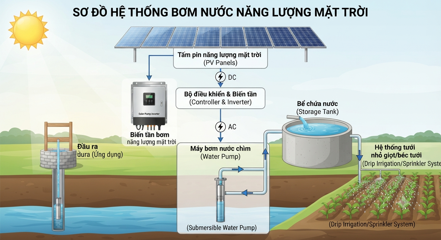 sơ đồ lắp đặt pin năng lượng mặt trời