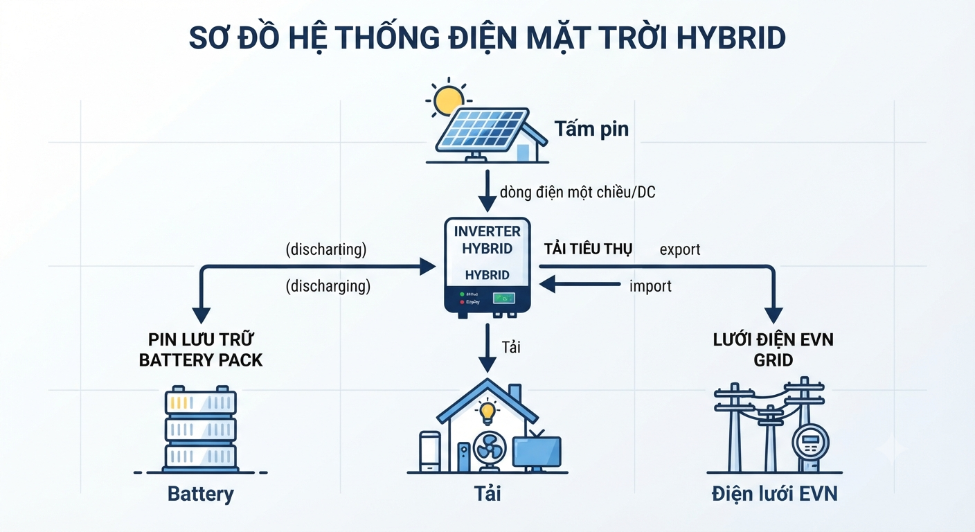 sơ đồ lắp đặt pin năng lượng mặt trời