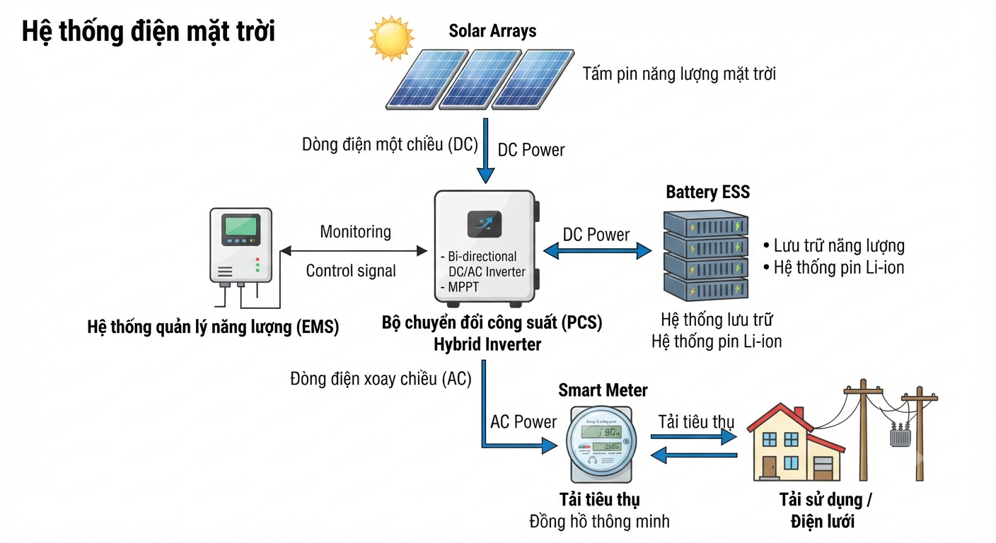 sơ đồ lắp đặt pin năng lượng mặt trời